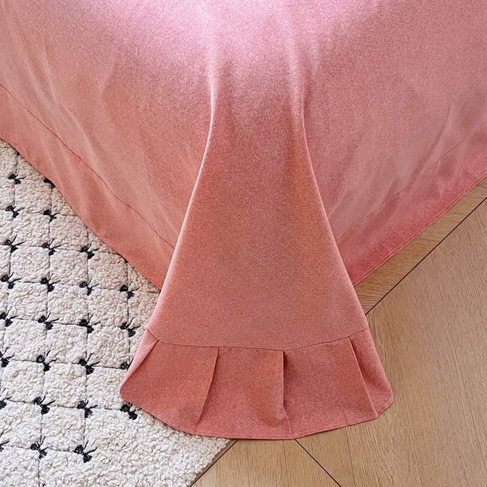 91家纺网 家纺一手货源 找家纺 简约家纺 2025新款全棉磨毛四件套叶初开-桔