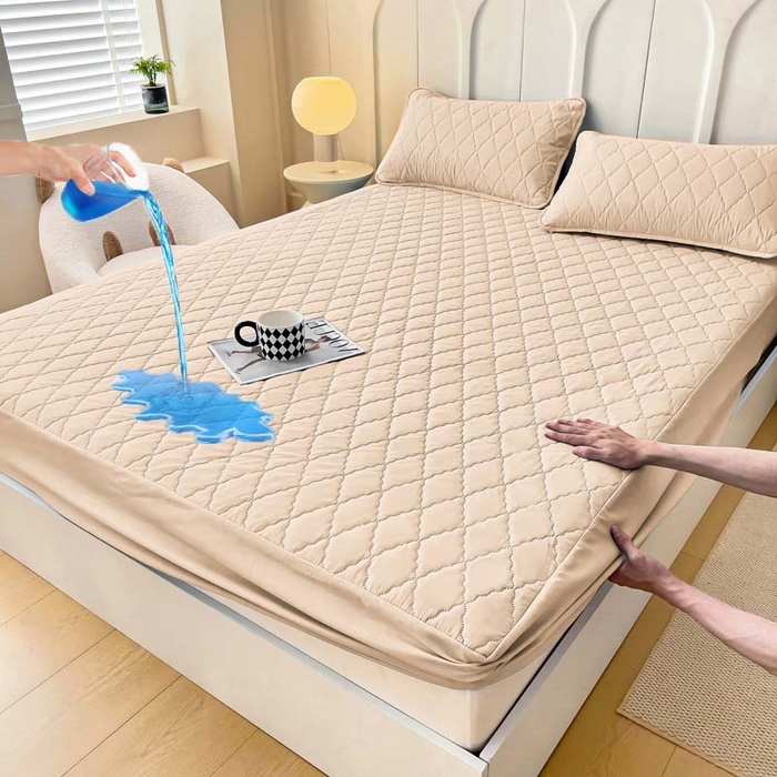 91家纺网 家纺一手货源 找家纺 蝶蔻家纺 2025新款亚马逊外贸跨境亲肤磨毛夹棉涤纶TPU防水床笠虾皮希音Temu爆款 卡其