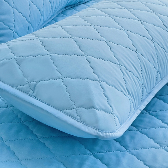 91家纺网 家纺一手货源 找家纺 蝶蔻家纺 2025新款亚马逊外贸跨境亲肤磨毛夹棉涤纶TPU防水床笠虾皮希音Temu爆款 浅蓝