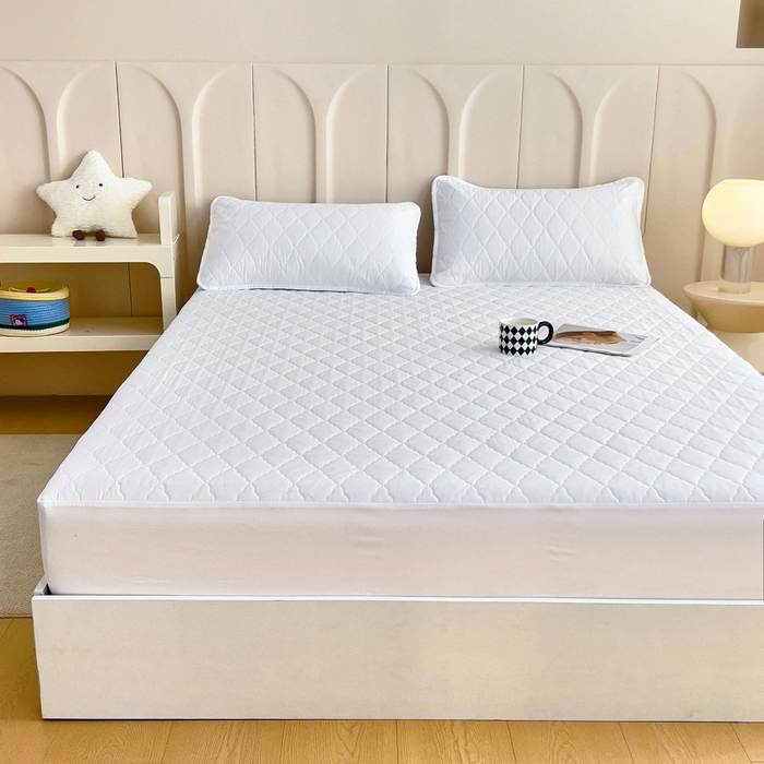 91家纺网 家纺一手货源 找家纺 蝶蔻家纺 2025新款亚马逊外贸跨境亲肤磨毛夹棉涤纶TPU防水床笠虾皮希音Temu爆款 米白