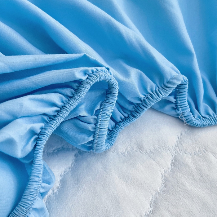 91家纺网 家纺一手货源 找家纺 蝶蔻家纺 2025新款亚马逊外贸跨境亲肤磨毛夹棉涤纶TPU防水床笠虾皮希音Temu爆款 浅蓝