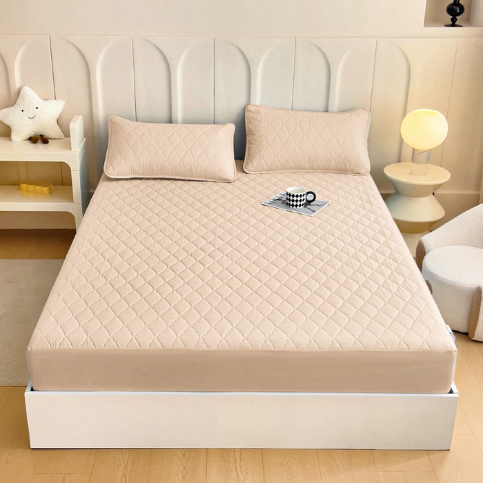 91家纺网 家纺一手货源 找家纺 蝶蔻家纺 2025新款亚马逊外贸跨境亲肤磨毛夹棉涤纶TPU防水床笠虾皮希音Temu爆款 卡其