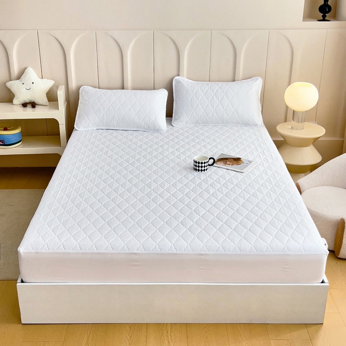 91家纺网 家纺一手货源 找家纺 蝶蔻家纺 2025新款亚马逊外贸跨境亲肤磨毛夹棉涤纶TPU防水床笠虾皮希音Temu爆款 米白