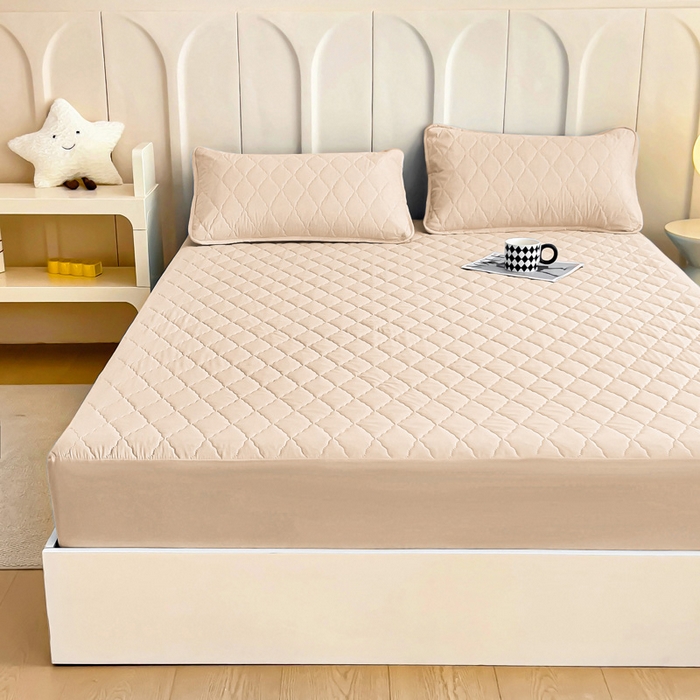 91家纺网 家纺一手货源 找家纺 蝶蔻家纺 2025新款亚马逊外贸跨境亲肤磨毛夹棉涤纶TPU防水床笠虾皮希音Temu爆款 卡其