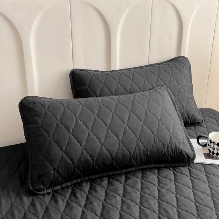 91家纺网 家纺一手货源 找家纺 蝶蔻家纺 2025新款亚马逊外贸跨境亲肤磨毛夹棉涤纶TPU防水床笠虾皮希音Temu爆款 黑色