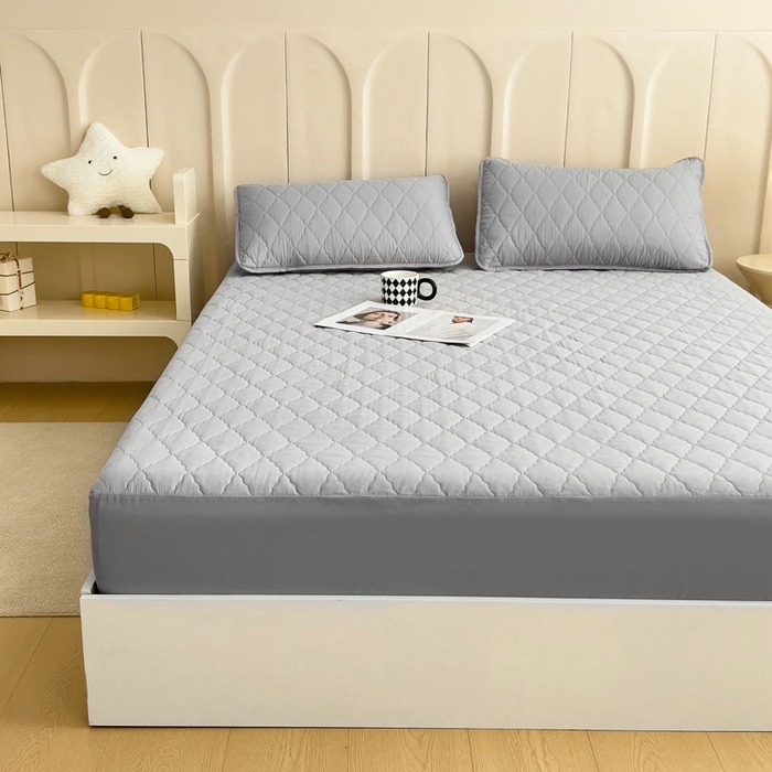 91家纺网 家纺一手货源 找家纺 蝶蔻家纺 2025新款亚马逊外贸跨境亲肤磨毛夹棉涤纶TPU防水床笠虾皮希音Temu爆款 浅灰