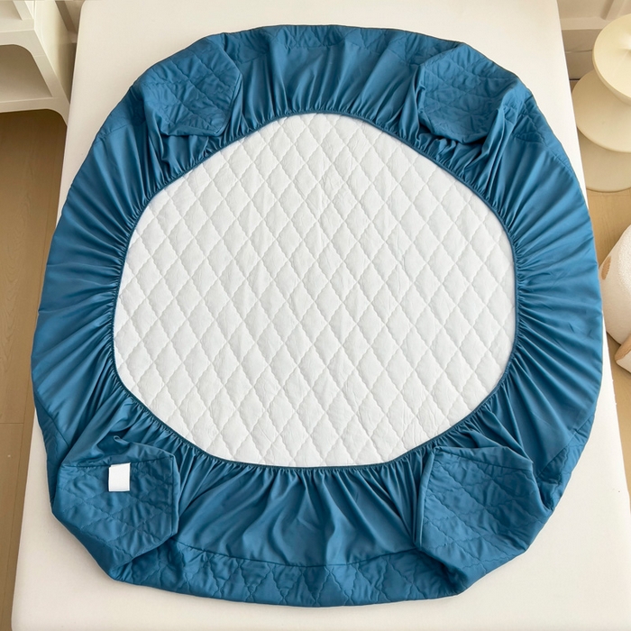 91家纺网 家纺一手货源 找家纺 蝶蔻家纺 2025新款亚马逊外贸跨境亲肤磨毛夹棉涤纶TPU防水床笠虾皮希音Temu爆款 蓝色