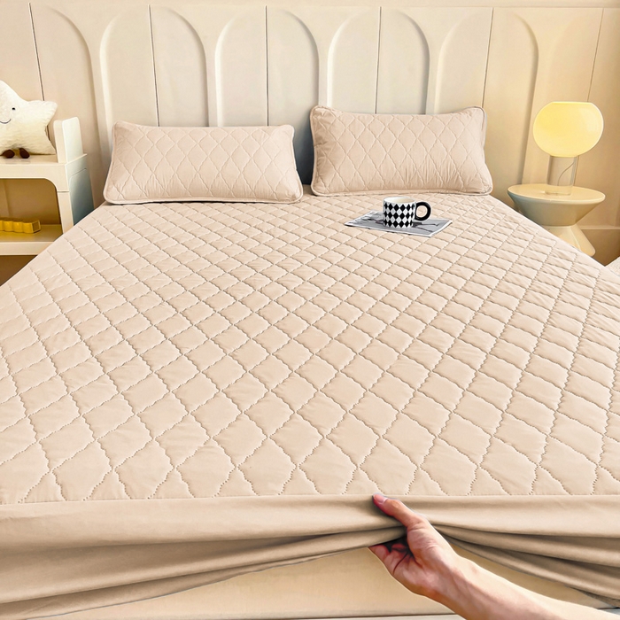 91家纺网 家纺一手货源 找家纺 蝶蔻家纺 2025新款亚马逊外贸跨境亲肤磨毛夹棉涤纶TPU防水床笠虾皮希音Temu爆款 卡其