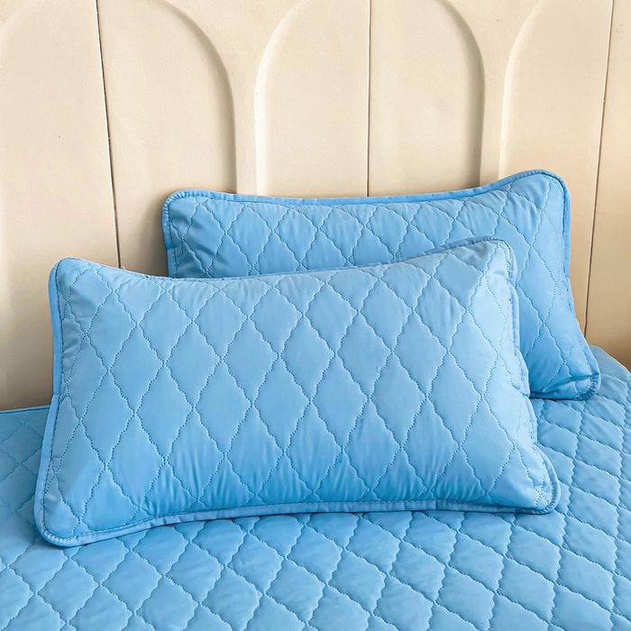 91家纺网 家纺一手货源 找家纺 蝶蔻家纺 2025新款亚马逊外贸跨境亲肤磨毛夹棉涤纶TPU防水床笠虾皮希音Temu爆款 浅蓝