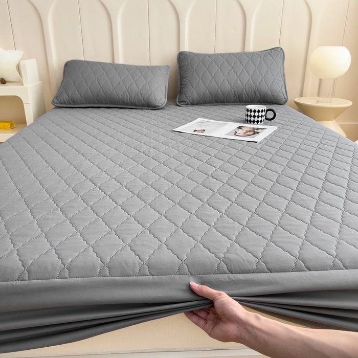 91家纺网 家纺一手货源 找家纺 蝶蔻家纺 2025新款亚马逊外贸跨境亲肤磨毛夹棉涤纶TPU防水床笠虾皮希音Temu爆款 深灰