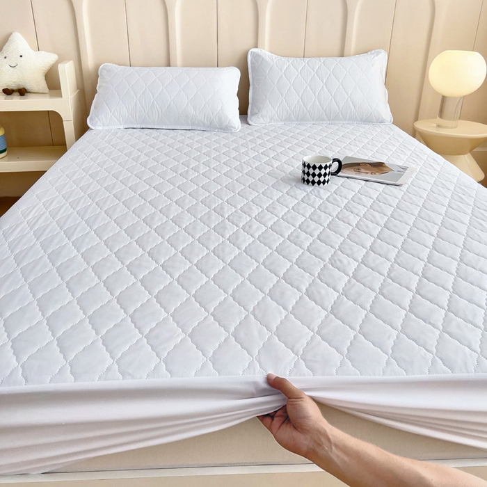 91家纺网 家纺一手货源 找家纺 蝶蔻家纺 2025新款亚马逊外贸跨境亲肤磨毛夹棉涤纶TPU防水床笠虾皮希音Temu爆款 米白