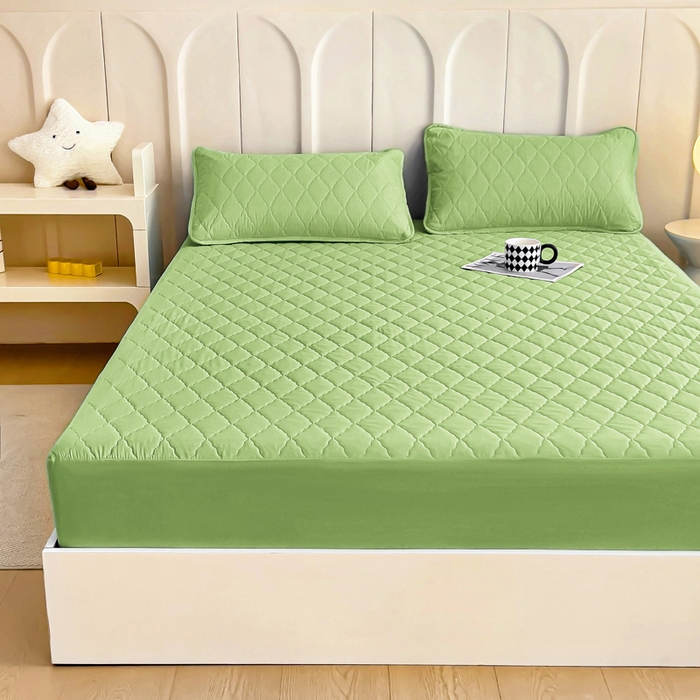 91家纺网 家纺一手货源 找家纺 蝶蔻家纺 2025新款亚马逊外贸跨境亲肤磨毛夹棉涤纶TPU防水床笠虾皮希音Temu爆款 浅绿