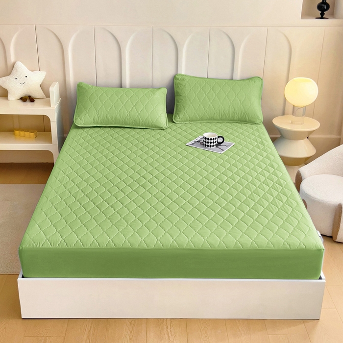 91家纺网 家纺一手货源 找家纺 蝶蔻家纺 2025新款亚马逊外贸跨境亲肤磨毛夹棉涤纶TPU防水床笠虾皮希音Temu爆款 浅绿