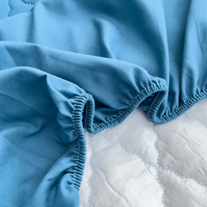 91家纺网 家纺一手货源 找家纺 蝶蔻家纺 2025新款亚马逊外贸跨境亲肤磨毛夹棉涤纶TPU防水床笠虾皮希音Temu爆款 蓝色