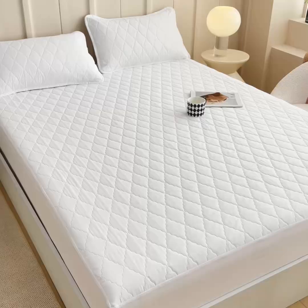 91家纺网 家纺一手货源 找家纺 蝶蔻家纺 2025新款亚马逊外贸跨境亲肤磨毛夹棉涤纶TPU防水床笠虾皮希音Temu爆款 米白