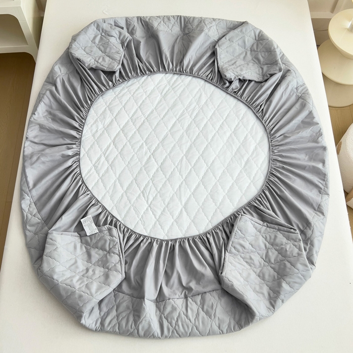 91家纺网 家纺一手货源 找家纺 蝶蔻家纺 2025新款亚马逊外贸跨境亲肤磨毛夹棉涤纶TPU防水床笠虾皮希音Temu爆款 浅灰