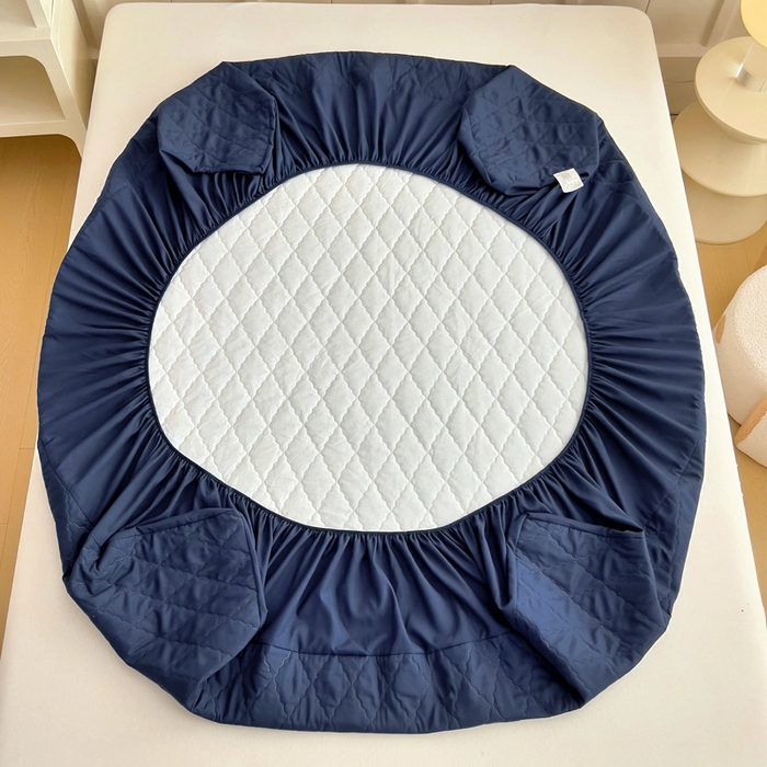 91家纺网 家纺一手货源 找家纺 蝶蔻家纺 2025新款亚马逊外贸跨境亲肤磨毛夹棉涤纶TPU防水床笠虾皮希音Temu爆款 藏青