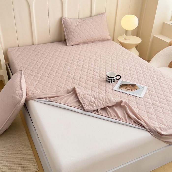 91家纺网 家纺一手货源 找家纺 蝶蔻家纺 2025新款亚马逊外贸跨境亲肤磨毛夹棉涤纶TPU防水床笠虾皮希音Temu爆款 豆粉