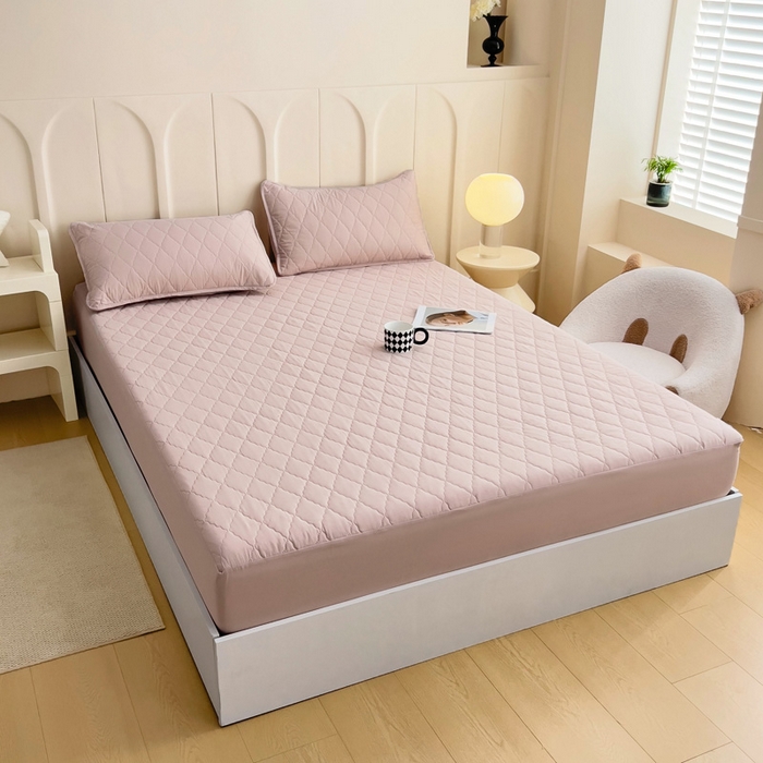 91家纺网 家纺一手货源 找家纺 蝶蔻家纺 2025新款亚马逊外贸跨境亲肤磨毛夹棉涤纶TPU防水床笠虾皮希音Temu爆款 豆粉