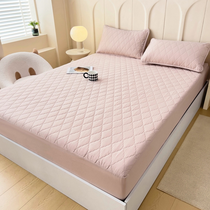 91家纺网 家纺一手货源 找家纺 蝶蔻家纺 2025新款亚马逊外贸跨境亲肤磨毛夹棉涤纶TPU防水床笠虾皮希音Temu爆款 豆粉