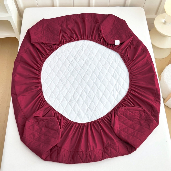 91家纺网 家纺一手货源 找家纺 蝶蔻家纺 2025新款亚马逊外贸跨境亲肤磨毛夹棉涤纶TPU防水床笠虾皮希音Temu爆款 酒红