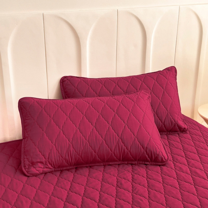 91家纺网 家纺一手货源 找家纺 蝶蔻家纺 2025新款亚马逊外贸跨境亲肤磨毛夹棉涤纶TPU防水床笠虾皮希音Temu爆款 酒红