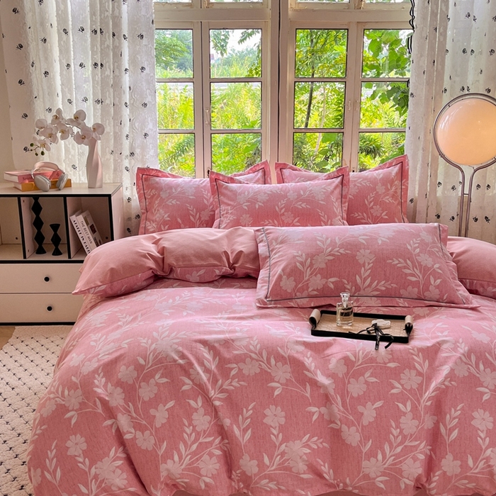 91家纺网 家纺一手货源 找家纺 2025新款全棉磨毛印花单品被套禾悦-粉