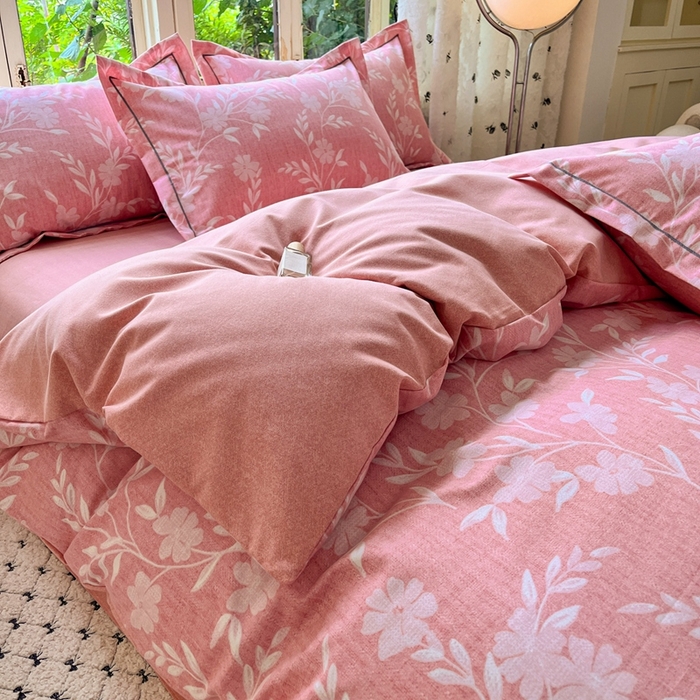 2025新款全棉磨毛印花单品被套禾悦-粉