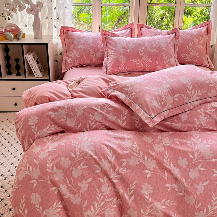 91家纺网 家纺一手货源 找家纺 2025新款全棉磨毛印花单品被套禾悦-粉