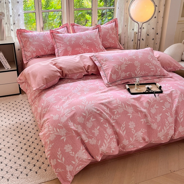 91家纺网 家纺一手货源 找家纺 2025新款全棉磨毛印花单品被套禾悦-粉