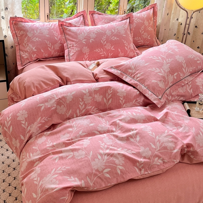 91家纺网 家纺一手货源 找家纺 2025新款全棉磨毛印花单品被套禾悦-粉