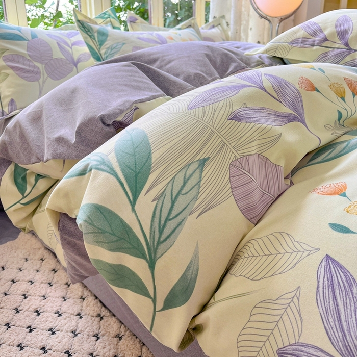 91家纺网 家纺一手货源 找家纺 2025新款全棉磨毛印花单品被套相思叶-绿