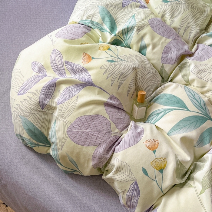 91家纺网 家纺一手货源 找家纺 2025新款全棉磨毛印花单品被套相思叶-绿