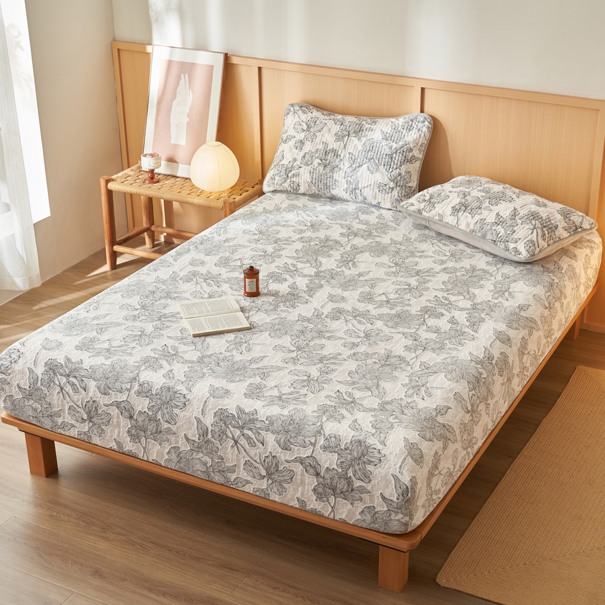 91家纺网 家纺一手货源 找家纺 （总）爱乐家纺 2025新款烂花牛奶绒床笠系列