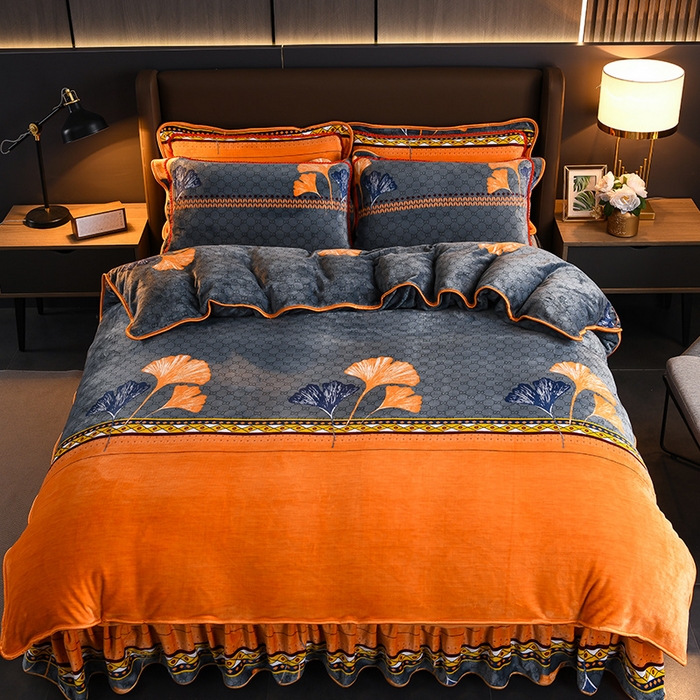 91家纺网 家纺一手货源 找家纺 （总）绘萱2025新品爆款8斤包边印花牛奶绒四件套床裙款法莱绒金貂貂狐