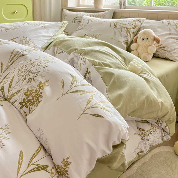 91家纺网 家纺一手货源 找家纺 （总）琪格格纺织 2025新款13070全棉纯棉小清新四件套