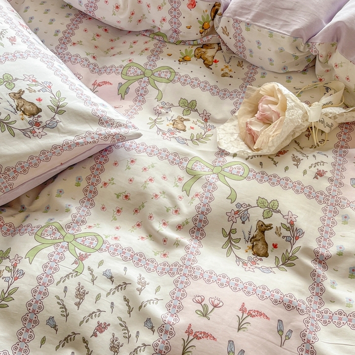 91家纺网 家纺一手货源 找家纺 （总）琪格格纺织 2025新款13070全棉纯棉小清新四件套