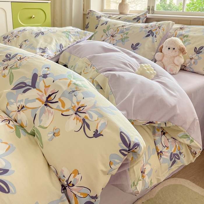 91家纺网 家纺一手货源 找家纺 （总）琪格格纺织 2025新款13070全棉纯棉小清新四件套