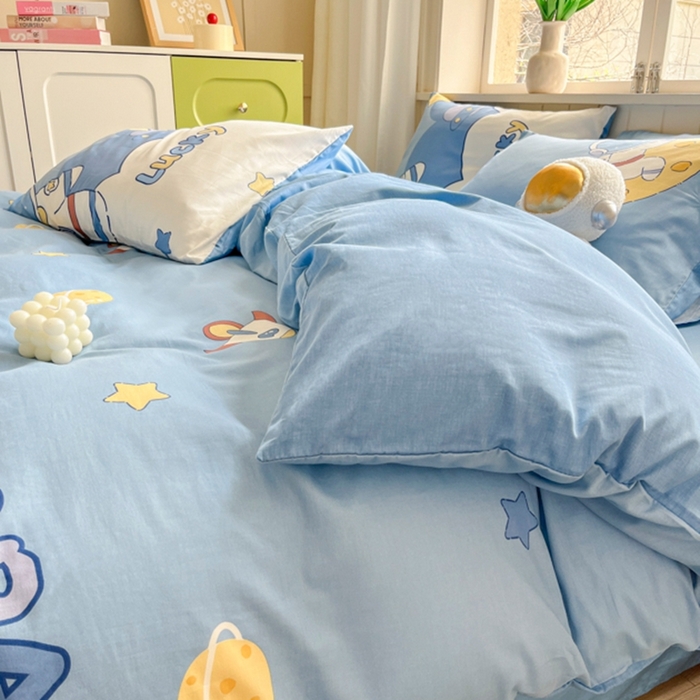 91家纺网 家纺一手货源 找家纺 琪格格纺织 2025新款13070全棉纯棉小清新四件套 淘气星球