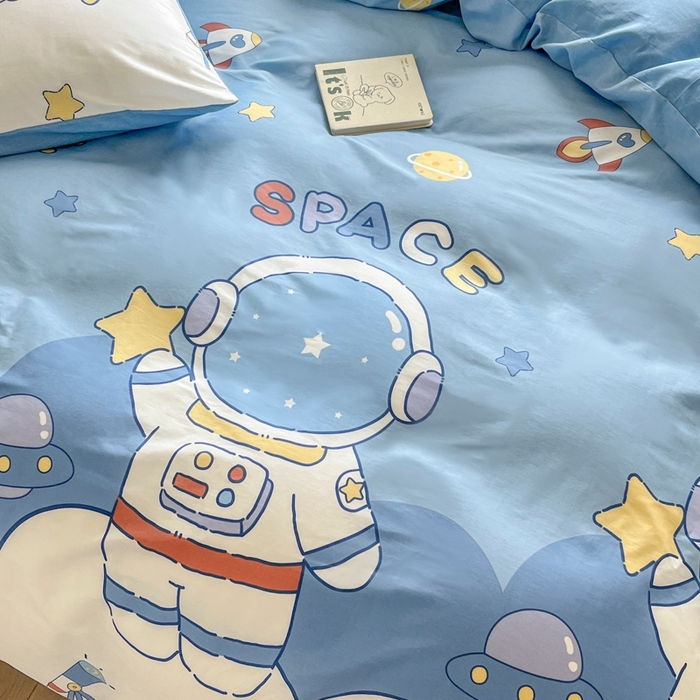 91家纺网 家纺一手货源 找家纺 琪格格纺织 2025新款13070全棉纯棉小清新四件套 淘气星球