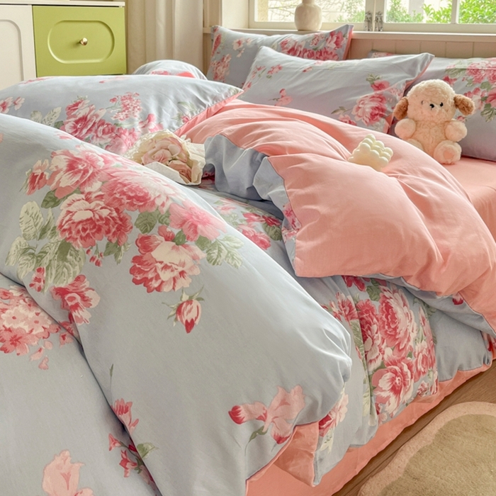 琪格格纺织 2025新款13070全棉纯棉小清新四件套 花漫晨-粉