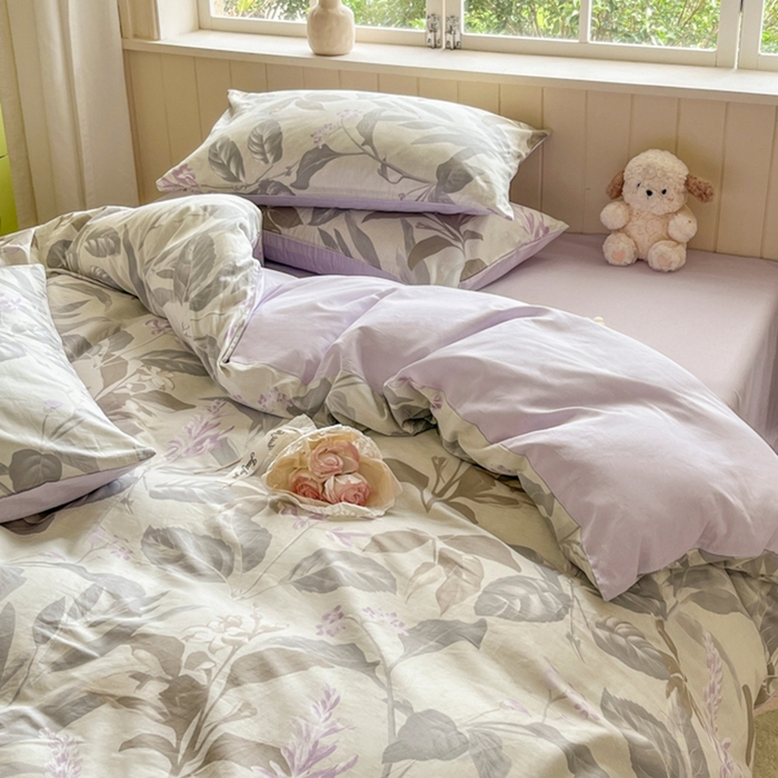 91家纺网 家纺一手货源 找家纺 琪格格纺织 2025新款13070全棉纯棉小清新四件套 繁枝