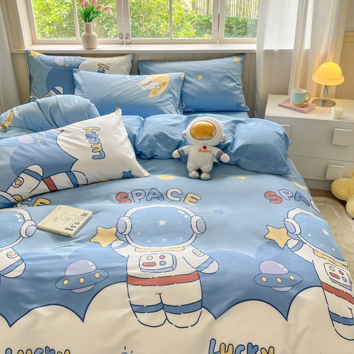 91家纺网 家纺一手货源 找家纺 琪格格纺织 2025新款13070全棉纯棉小清新四件套 淘气星球