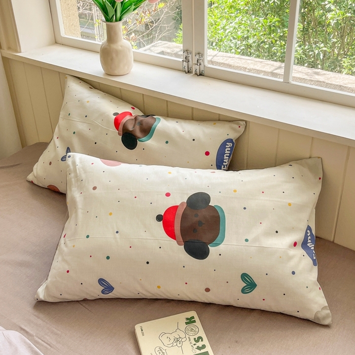 91家纺网 家纺一手货源 找家纺 琪格格纺织 2025新款13070全棉纯棉小清新四件套 时尚派对-咖