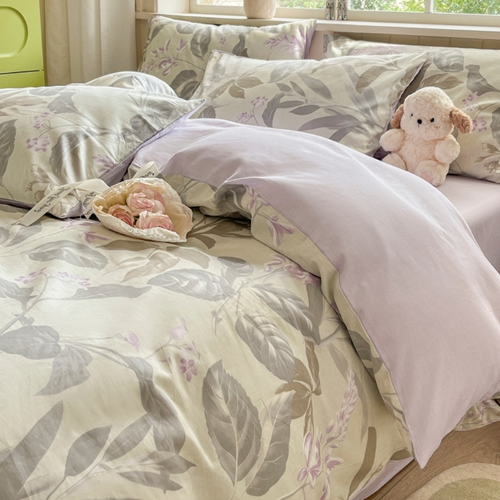 91家纺网 家纺一手货源 找家纺 琪格格纺织 2025新款13070全棉纯棉小清新四件套 繁枝