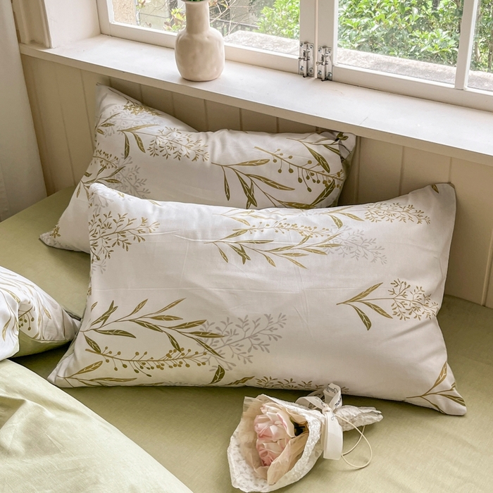 91家纺网 家纺一手货源 找家纺 琪格格纺织 2025新款13070全棉纯棉小清新四件套 森中草木-中绿