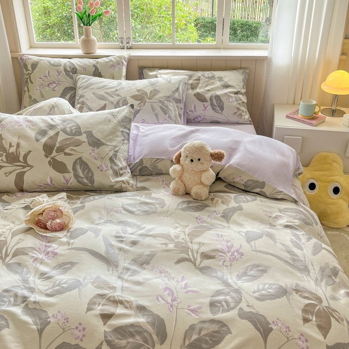 91家纺网 家纺一手货源 找家纺 琪格格纺织 2025新款13070全棉纯棉小清新四件套 繁枝