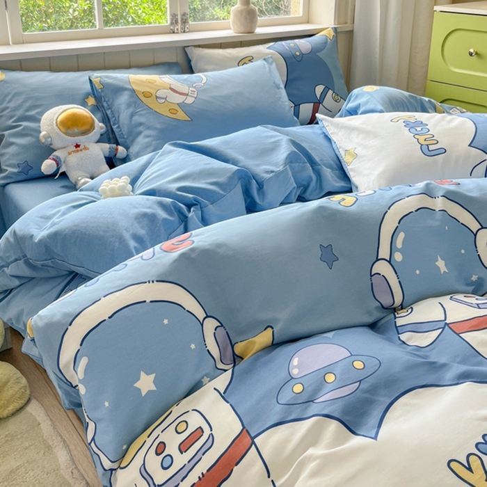 91家纺网 家纺一手货源 找家纺 琪格格纺织 2025新款13070全棉纯棉小清新四件套 淘气星球