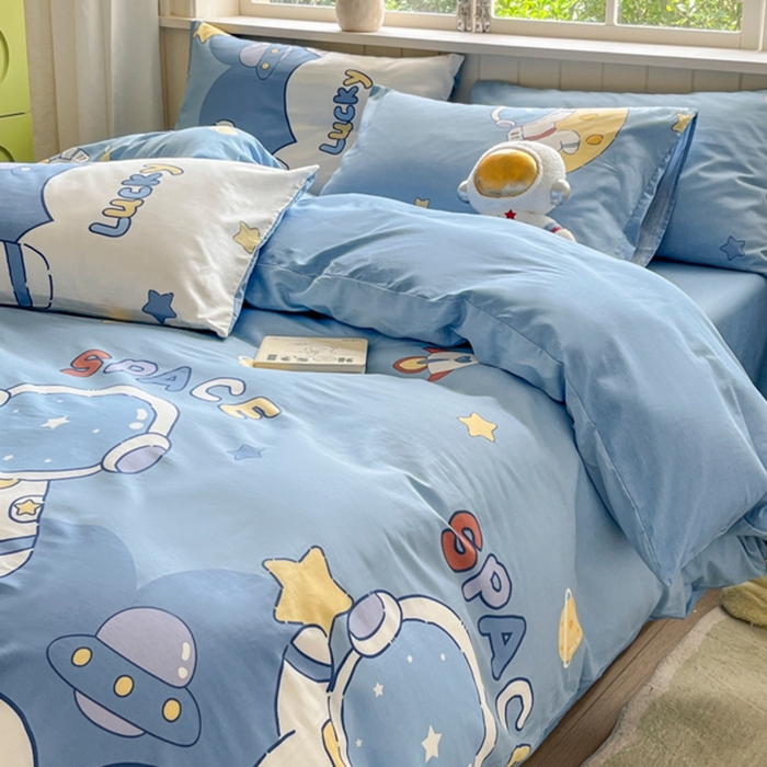 91家纺网 家纺一手货源 找家纺 琪格格纺织 2025新款13070全棉纯棉小清新四件套 淘气星球