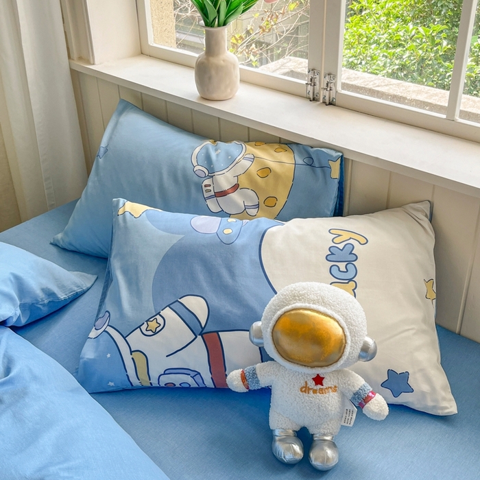 91家纺网 家纺一手货源 找家纺 琪格格纺织 2025新款13070全棉纯棉小清新四件套 淘气星球